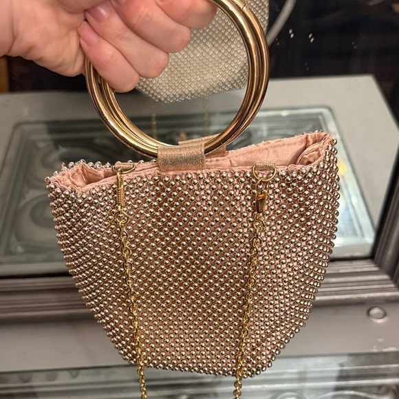 Jessica McClintock Rose Gold Gwen Ball Mesh Ring Clutch - Picture 9 of 15